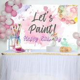 Lofaris Lets Paint Brush Watercolor Happy Birthday Backdrop